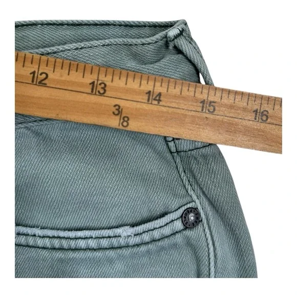We the Free Denim Cutoff Jean Shorts Destroyed Ripped Sage‎ Green Sz 28 Button - Picture 8 of 11